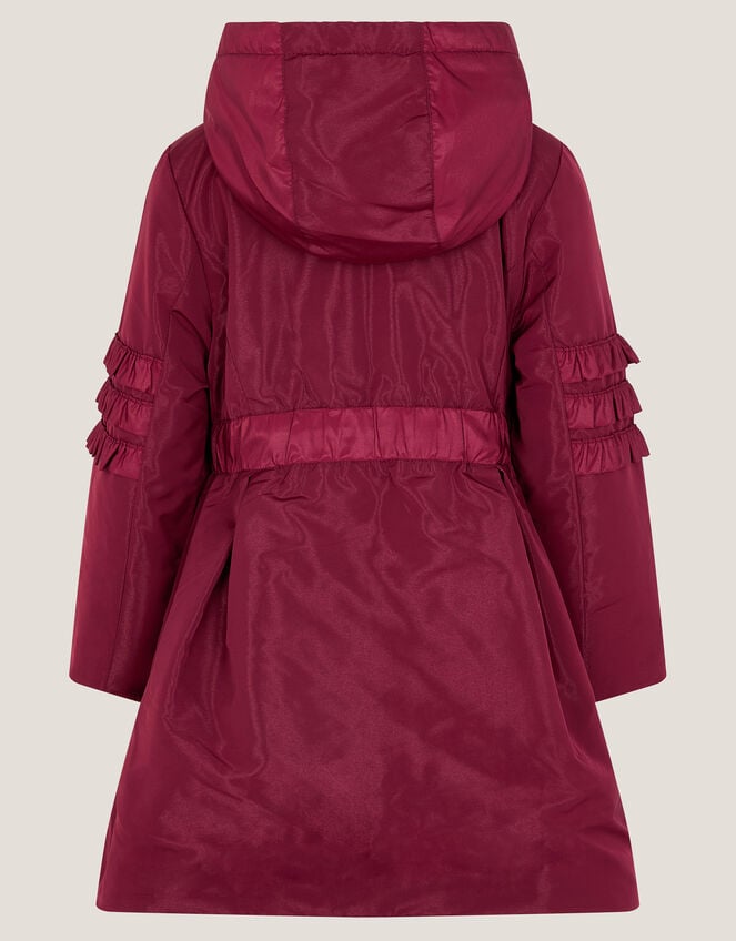 Lightweight Frill Raincoat, Red (BURGUNDY), large