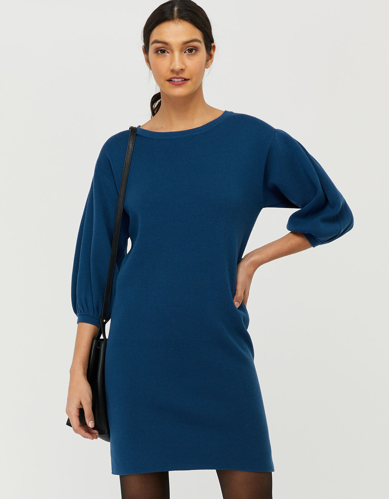 Jenna Balloon Sleeve Knitted Dress in 