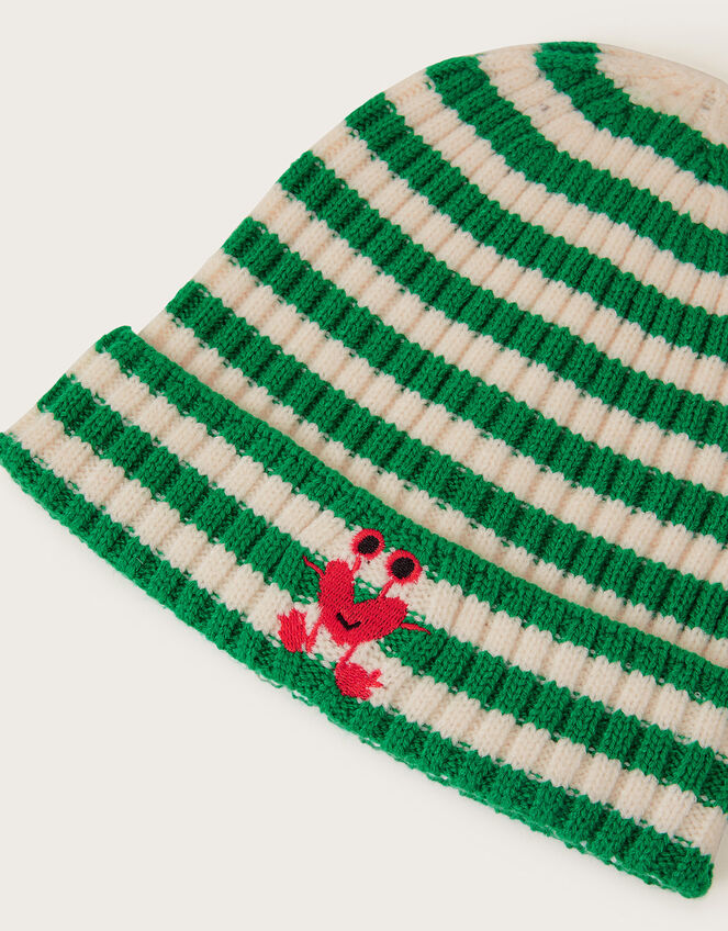 Monster Stripe Beanie Hat, Green (GREEN), large