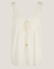 Celia Lace Pintuck Cami Top, Cream (CREAM), large