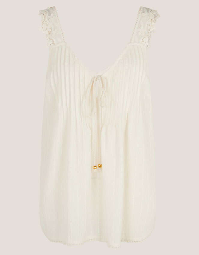 Celia Lace Pintuck Cami Top, Cream (CREAM), large