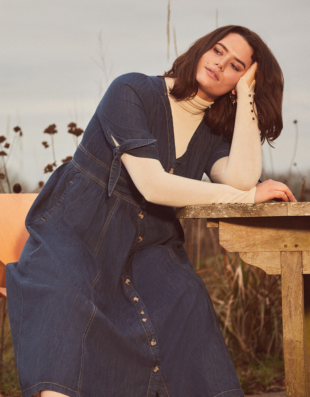 Dolly Plain Denim Dress Blue Denim Monsoon Global