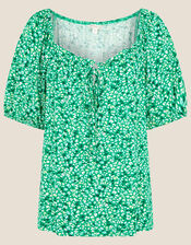 Ditsy Jersey Top with LENZING™ ECOVERO™ , Green (GREEN), large