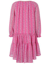 Trisha Floral Dress in Recycled Polyester, Pink (PINK), large