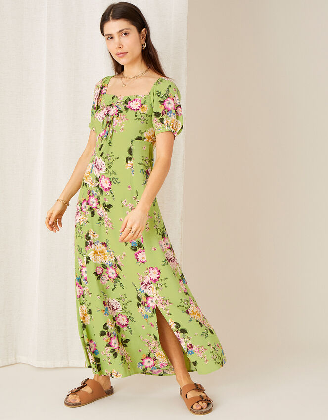 Floral Sweetheart Dress with Sustainable Viscose , Green (GREEN), large
