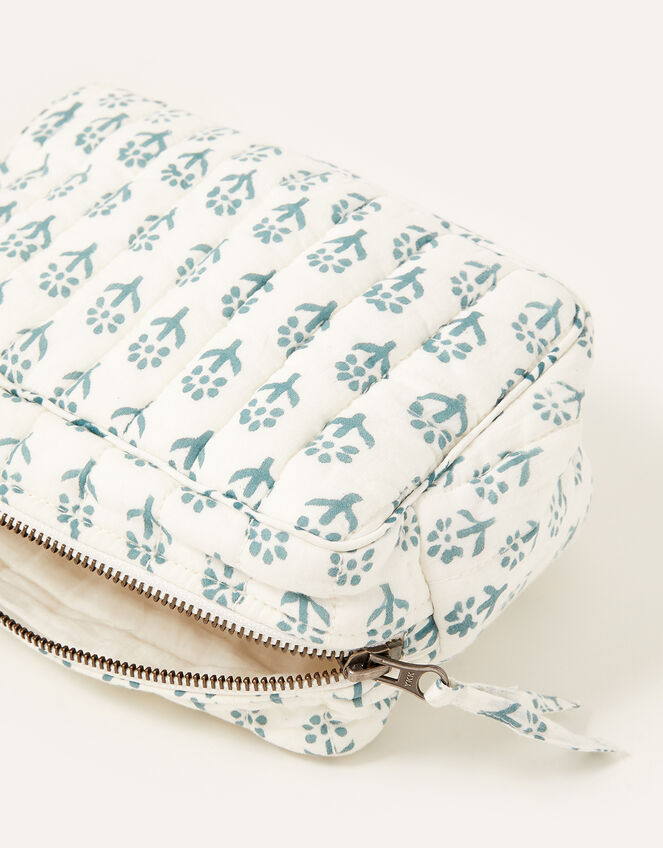 Floral Quilted Makeup Bag, , large