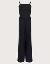 Strappy Embroidered Jumpsuit, Black (BLACK), large