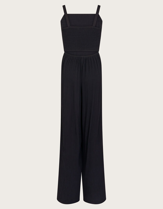 Strappy Embroidered Jumpsuit, Black (BLACK), large