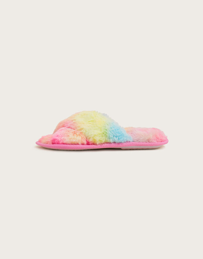 Furry Rainbow Cross Sliders, Multi (MULTI), large