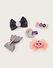 5-Pack Glitter Halloween Hair Clips, , large
