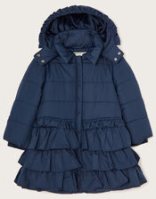 Multi Tier Padded Coat, Blue (NAVY), large