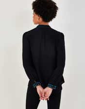 Jennifer Embroidered Blouse in Sustainable Viscose , Black (BLACK), large