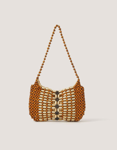 Mira Wooden Bead Shoulder Bag, , large