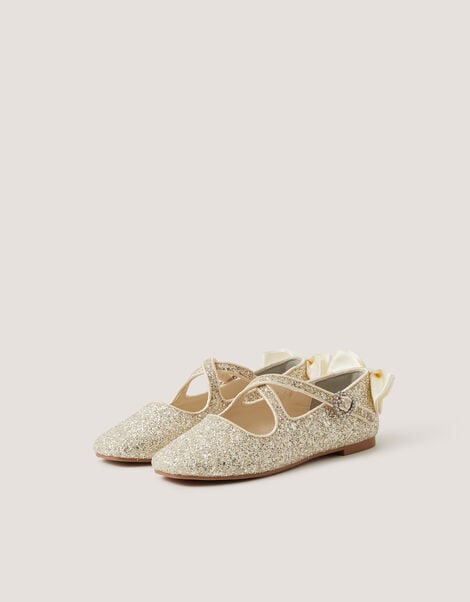 Glitter Mary Jane Ballet Flats, Ivory (IVORY), large