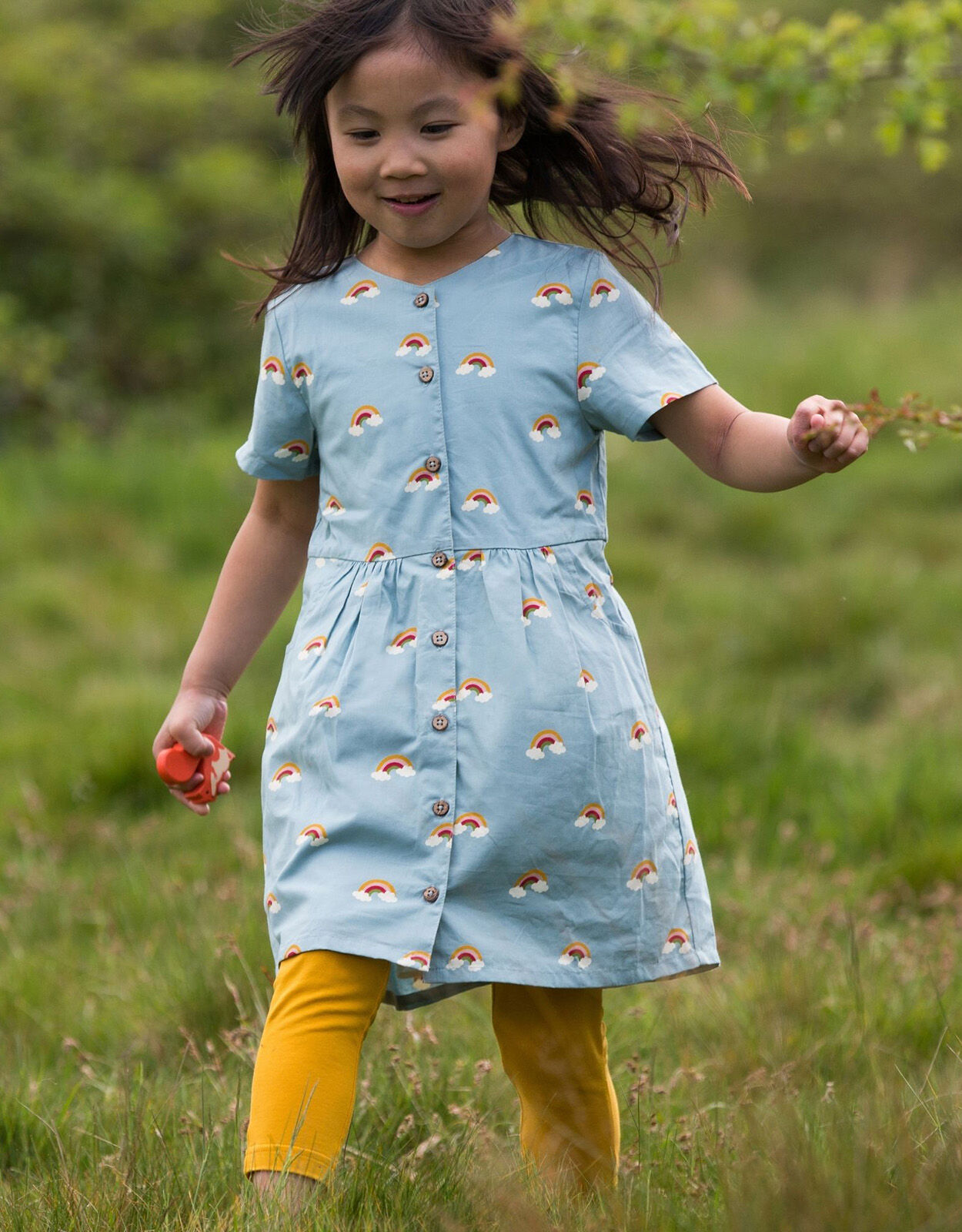 Little Green Radicals Over the Rainbow Button Through Dress Blue