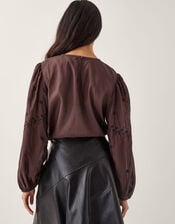 Isabelle Floral Embellished Top, Brown (CHOCOLATE), large