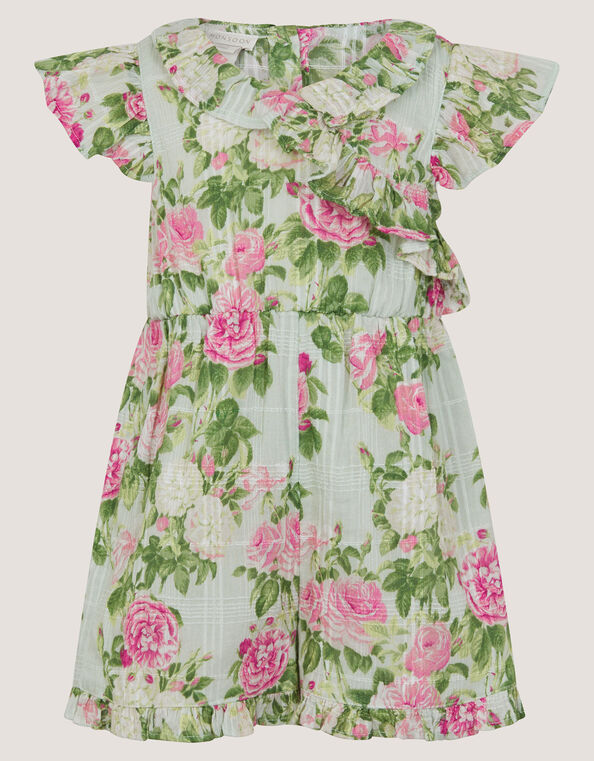 Baby Floral Frill Romper , Green (GREEN), large