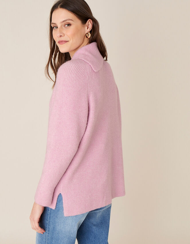 LOUNGE Split Neck Knit Jumper , Pink (PINK), large