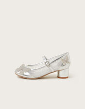 Diamante Butterfly Metallic Mary Jane Heels, Silver (SILVER), large