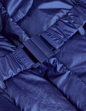 Shimmer Ruffle Hem Padded Coat, Blue (BLUE), large