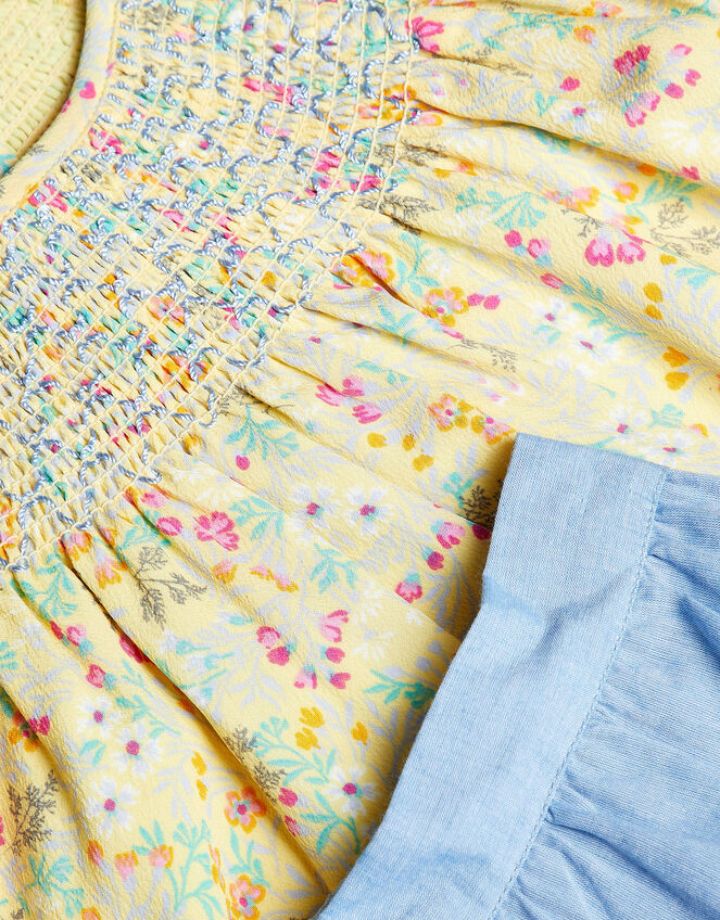 Baby Woven Ditsy Print Top and Shorts Set, Yellow (YELLOW), large