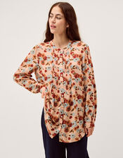 Olive Floral Print Blouse, Ivory (IVORY), large