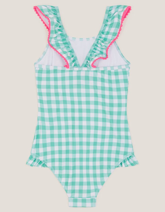Sequin Cherry Gingham Swimsuit, Green (GREEN), large