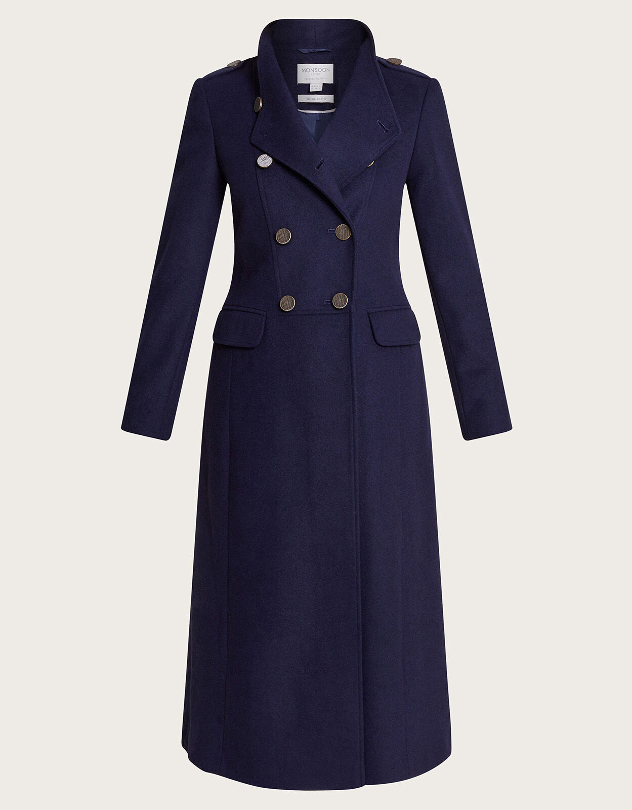 Vanessa Skirted Coat in Wool Blend Blue