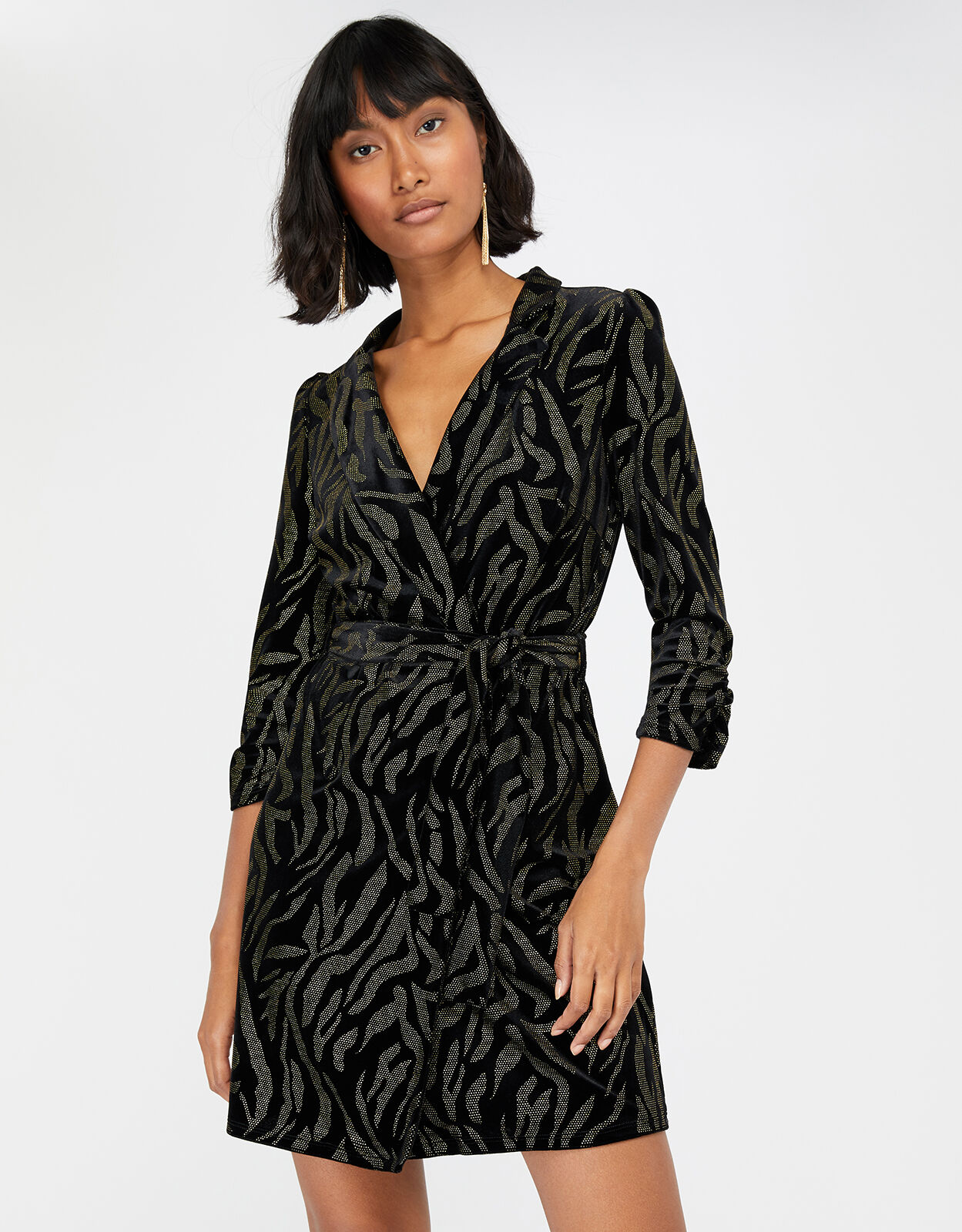 Nadia Nailhead Velvet Blazer Dress Black Dresses Monsoon Global