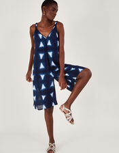 Batik Dye Triangle Romper, Blue (NAVY), large