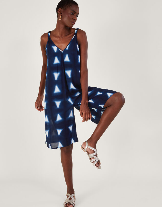 Batik Dye Triangle Romper, Blue (NAVY), large