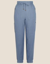 Poppy Linen Joggers, Blue (BLUE), large