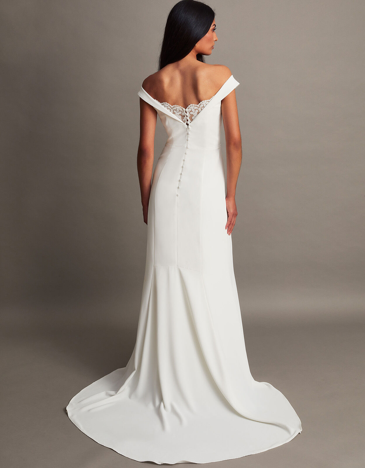 Ivory bardot wedding dress shop