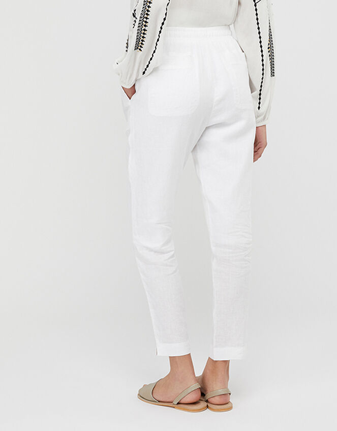 Lightweight Joggers in Pure Linen, White (WHITE), large