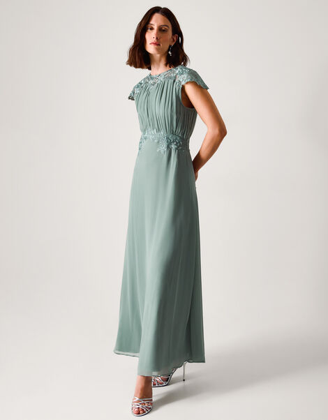 Elodie Lace Chiffon Bridesmaid Dress, Green (SAGE), large