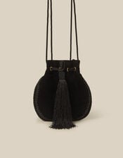Hope Tassel Velvet Pouch Bag, , large