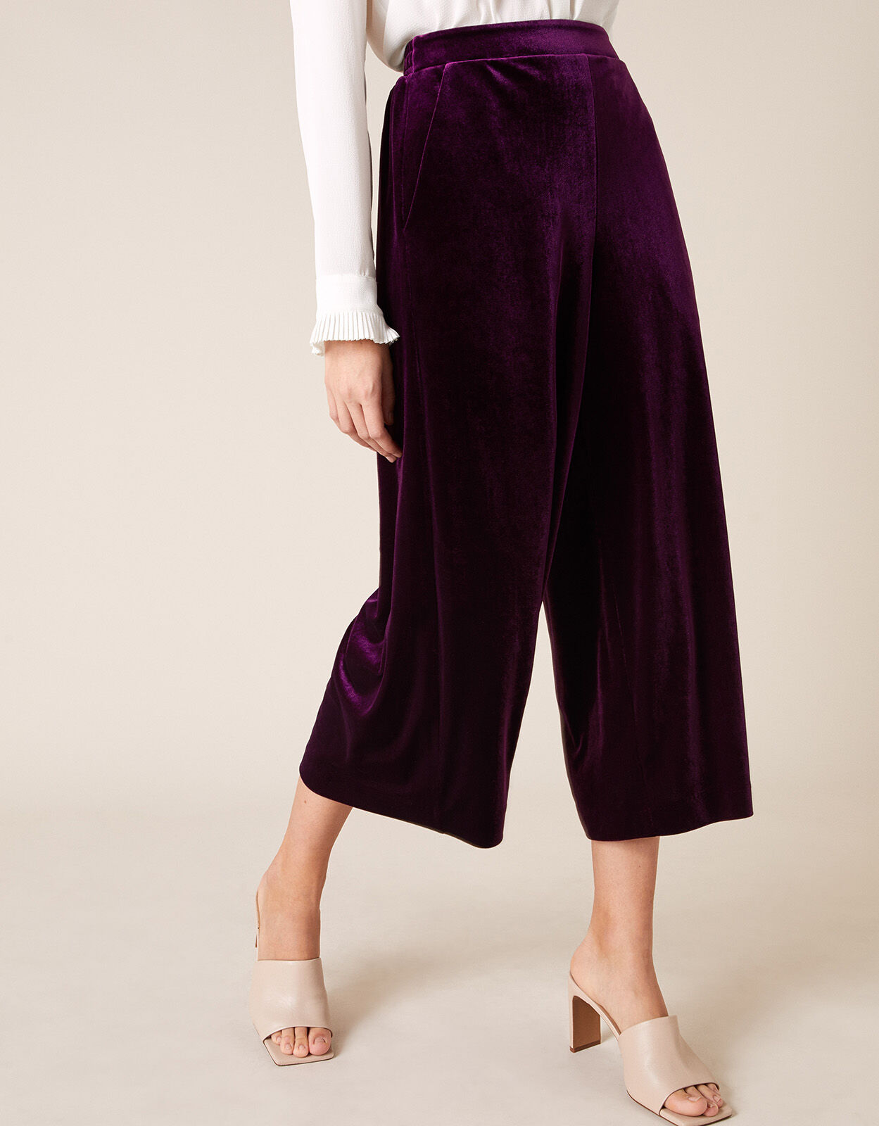 Velvet Cropped Trousers Purple Trousers Leggings Monsoon ROI