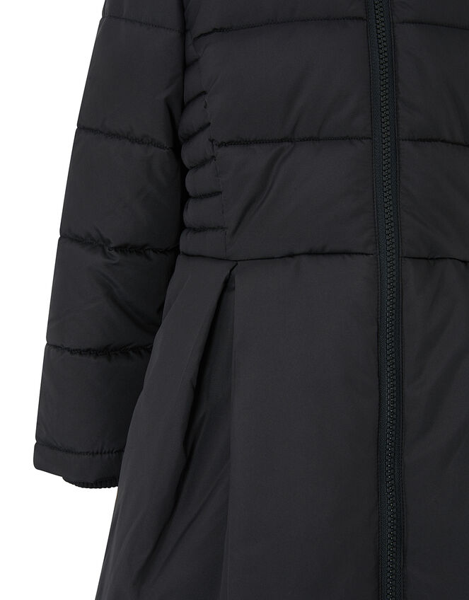 Flared Padded Coat with Recycled Fabric, Black (BLACK), large