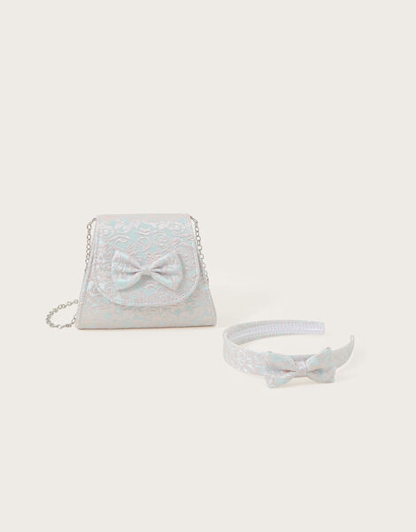 Jacquard Bow Bag and Headband Set, , large