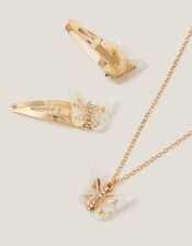 Diamant&eacute; Butterfly Necklace and Hair Clip Set, , large