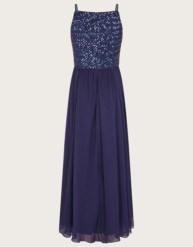 Tara Sequin Chiffon Prom Dress, Blue (NAVY), large