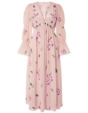 Hayley Embroidered Floral Tea Dress, Pink (PINK), large