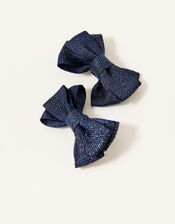 School Shimmer Bow Hair Clips, , large