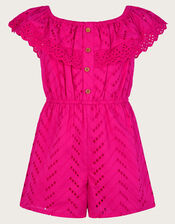 Broderie Ruffle Romper, Pink (PINK), large