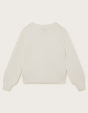 Bow Embellished Sequin Cardigan, Cream (CREAM), large