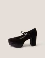 Polly Velvet Platform Mary Janes, Black (BLACK), large