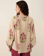 East Roza Woodblock Cotton Top, Multi (MULTI), large