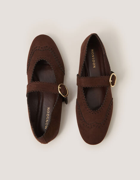 Hana Faux Suede Mary Jane Ballet Flats, Brown (CHOCOLATE), large