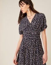 Spot Print Midi Dress, Blue (NAVY), large