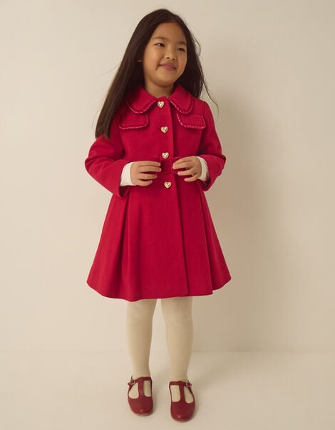 Velvet Bow A-Line Coat, Red (RED), large
